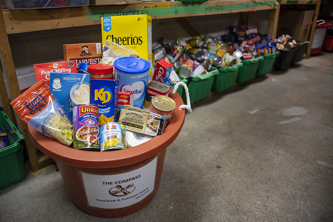 Food donations for neighbours at The Compass Food Bank