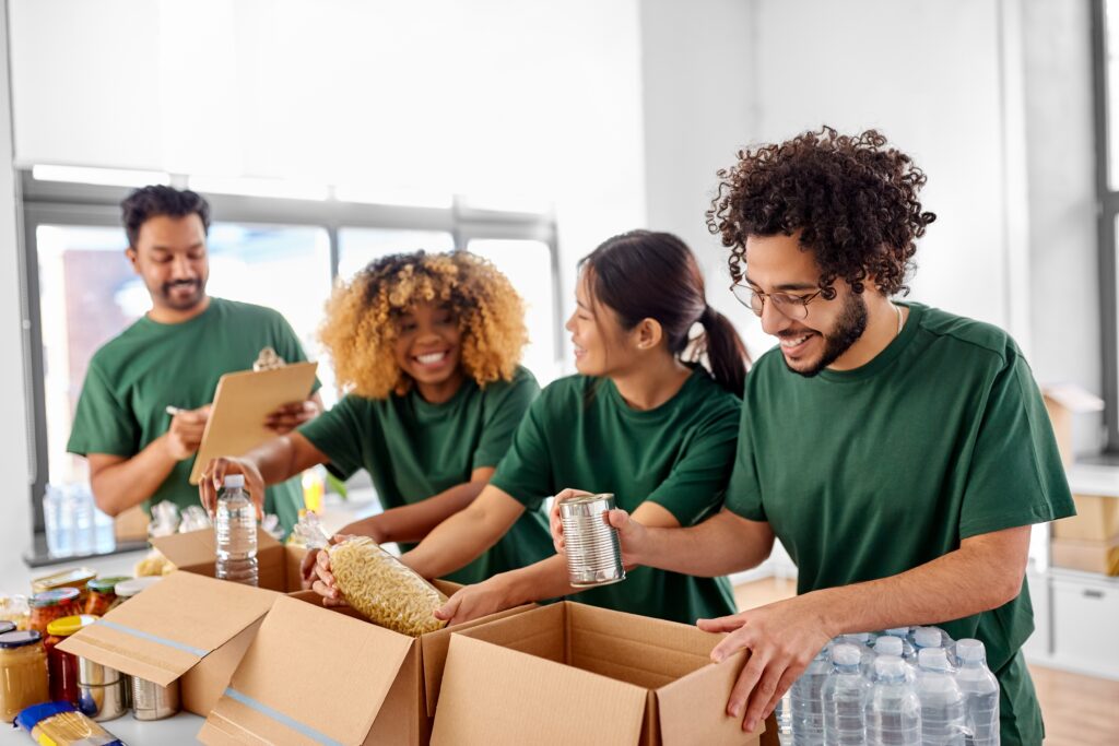 Community donations supporting food assistance at The Compass Food Bank in Mississauga.