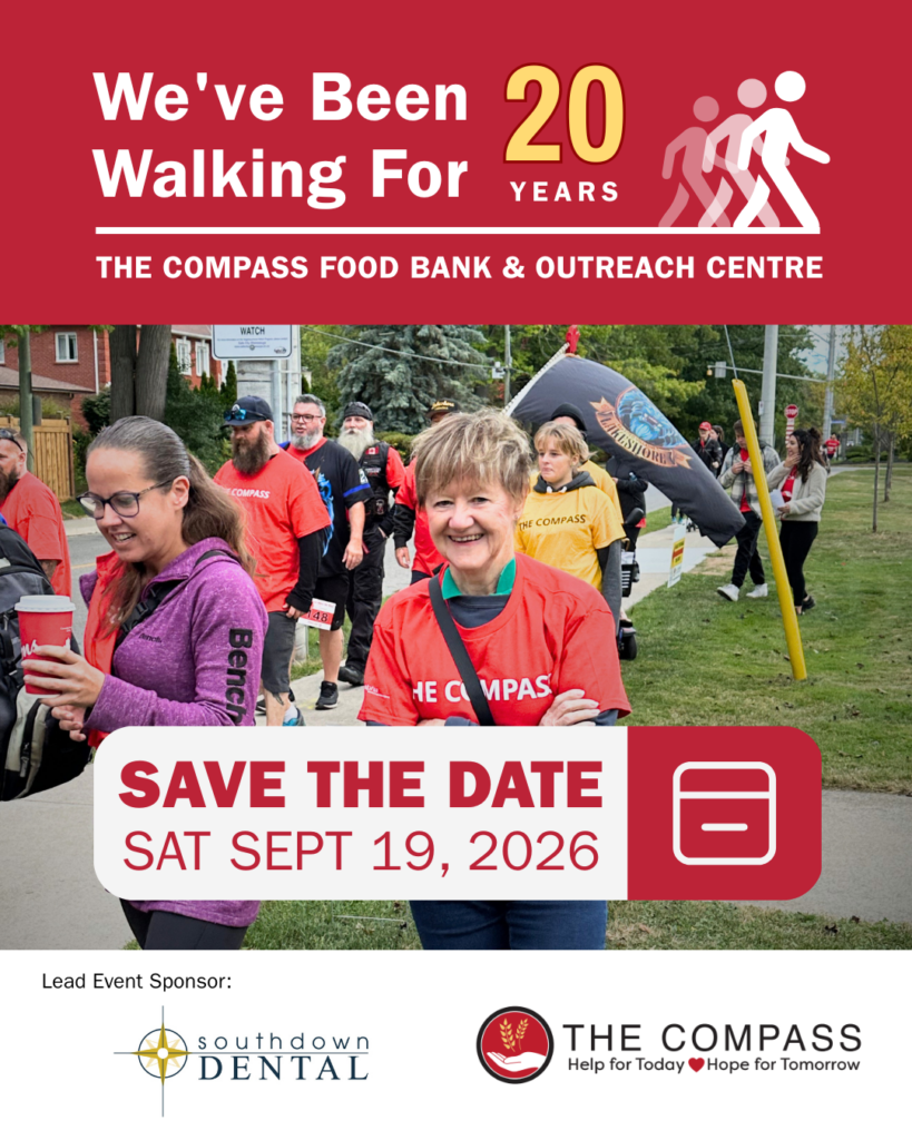 Participants walking together at The Compass Walk The Walk fundraiser in Mississauga.
