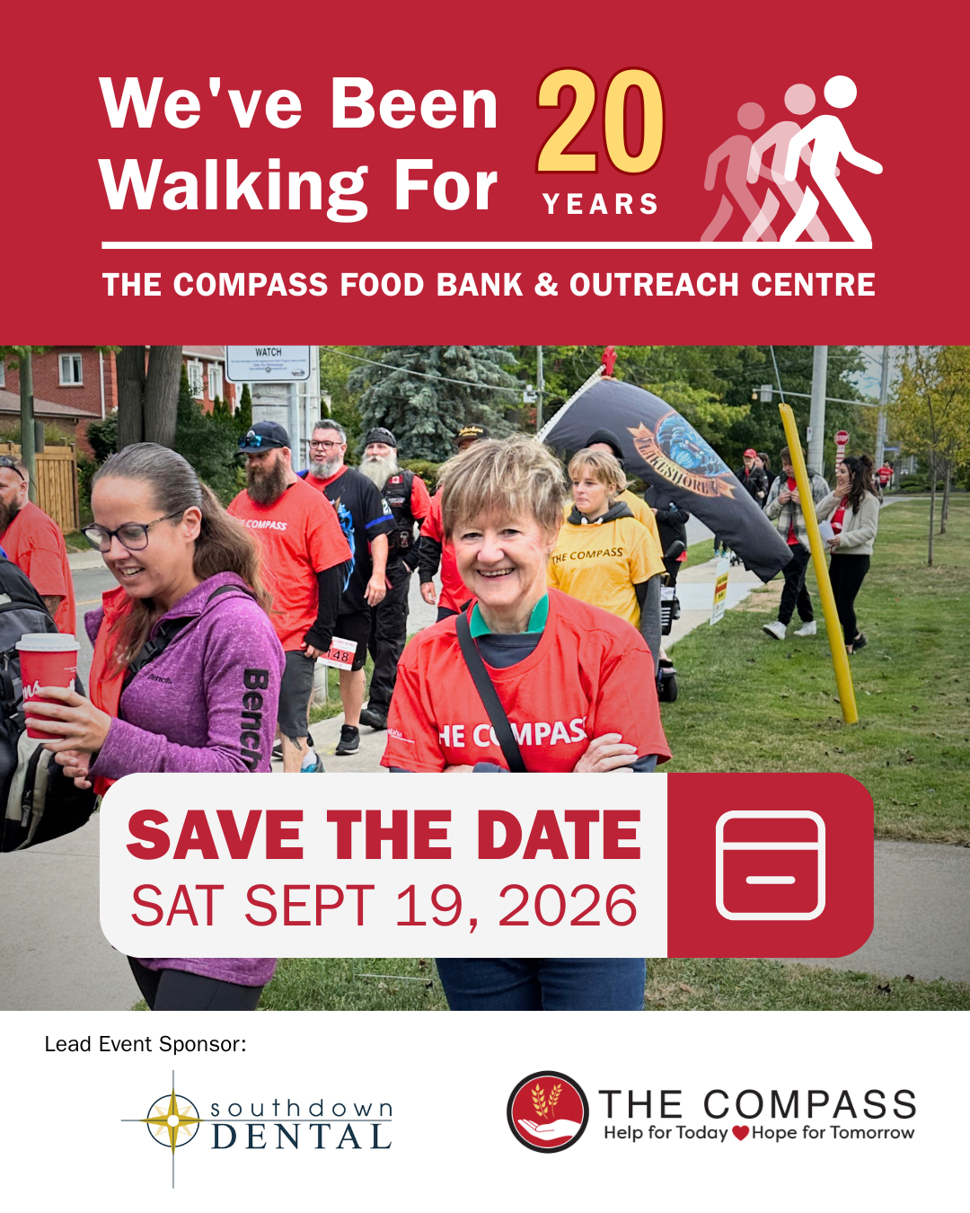 Participants walking together at The Compass Walk The Walk fundraiser in Mississauga.