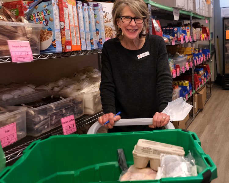 Food stocked for weekly grocery distribution at The Compass Food Bank